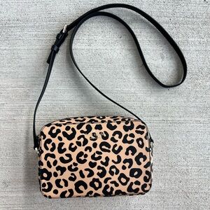 Kate Spade New York Leopard Print Crossbody Bag Camera Style Adjustable Strap